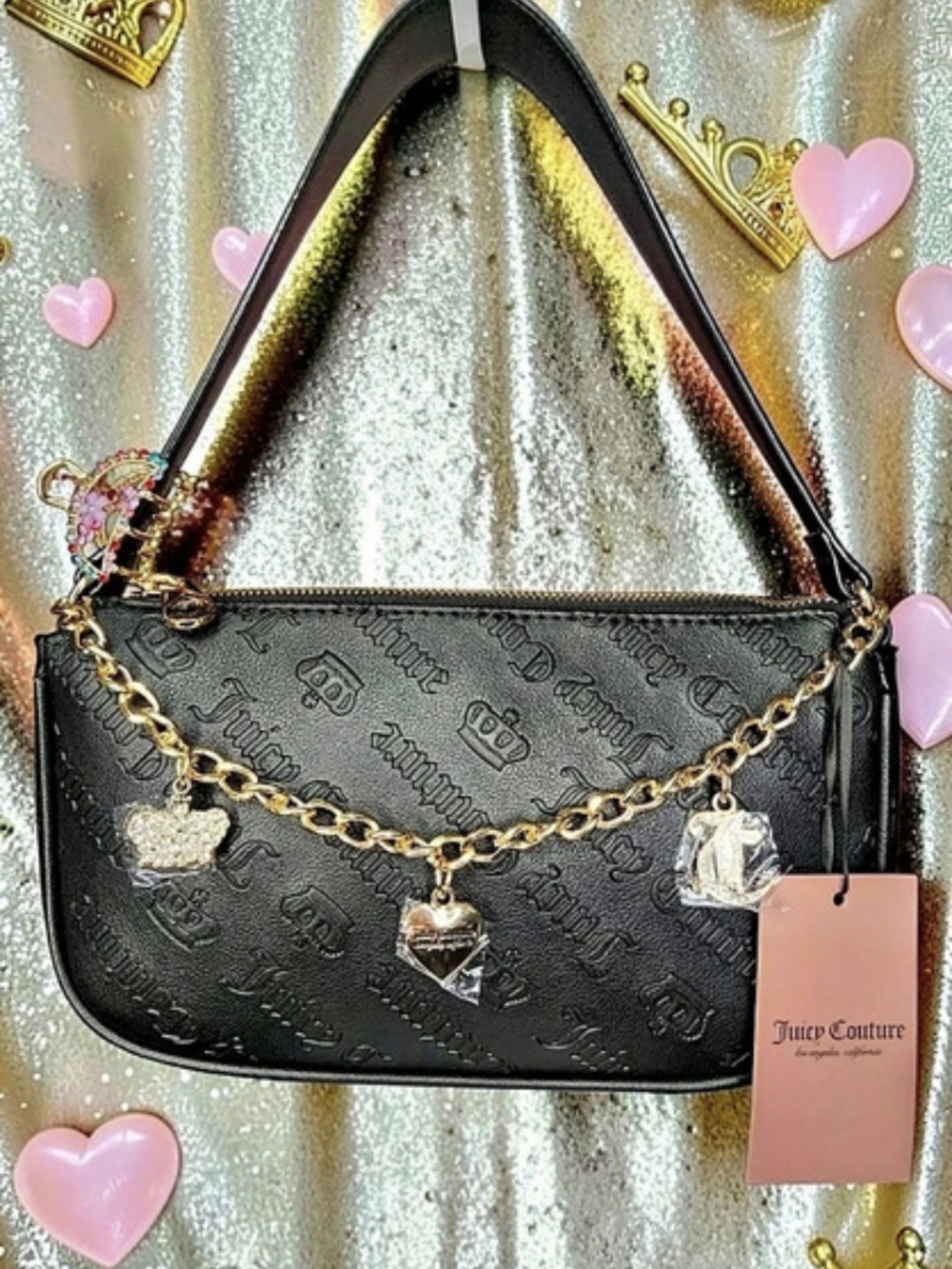 Juicy Couture "Turn On The Charm" Baguette Shoulder Bag With Clip NWT